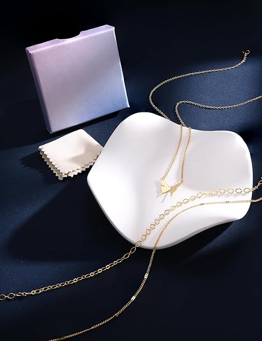 Besteel 3Pcs Dainty Layered Necklaces for Women - Paperclip Choker Necklace Stacks Set Trendy Simple Layering Chain Pendant Jewelry Non Tarnish Gifts