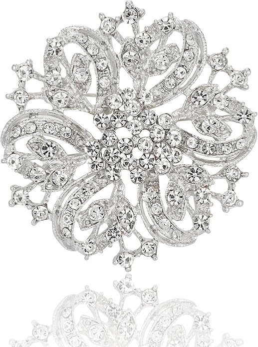 HAISWET Wedding Party Sprial Flower Crystal Rhinestone Brooch Pin for Women Jewelry