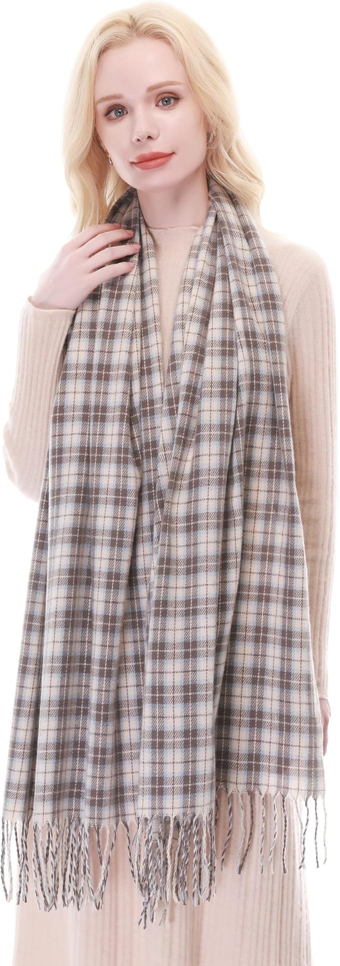 RIIQIICHY Plaid Scarf for Women Fall Winter Pashmina Scarves Wraps for Cold Weather Warm Large