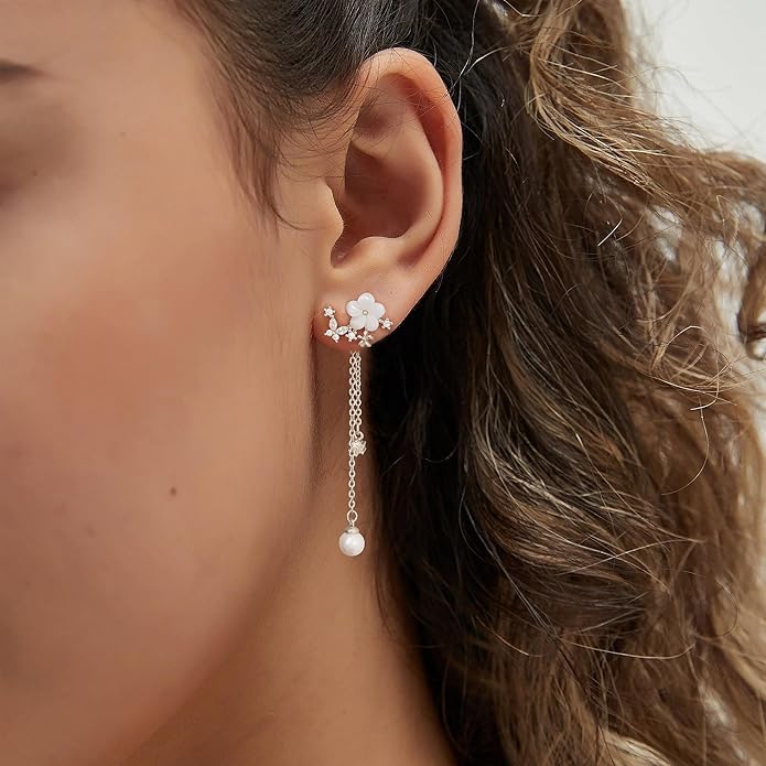14K Gold Plated Butterfly Dangle Earrings for Women - Dainty, Trendy, Hypoallergenic CZ Drop Earrings - Simple Long Dangling Jewelry