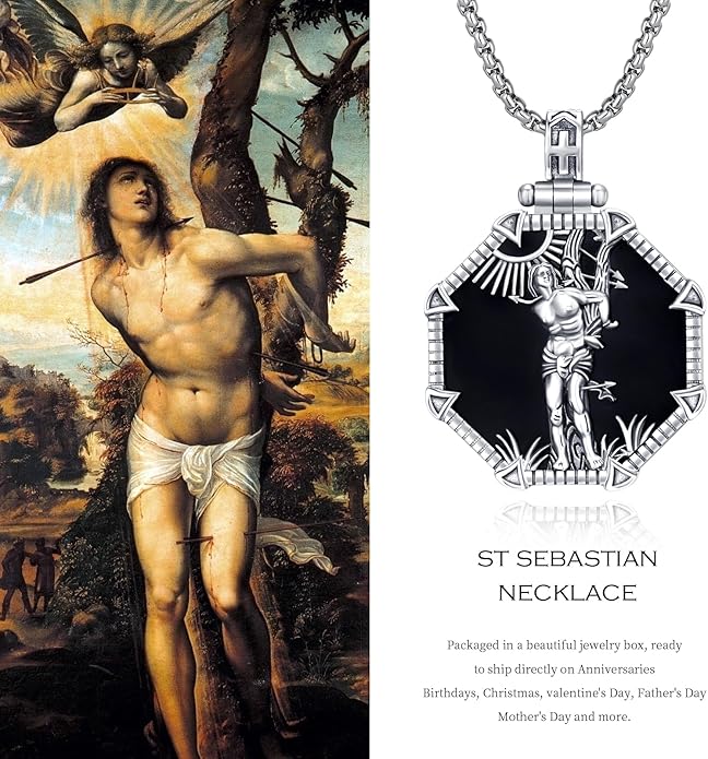 Taioiat Saint Necklace 925 Sterling Silver St Necklace Amulet Pendant Jewelry Religious Gift for Men Women