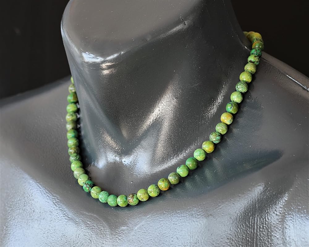 Natural Green Turquoise Beaded Choker, Genuine Green Crystal Necklace, Fancy Gemstone Choker, 8mm Beads, Fashion Jewelry, Healing Crystal Chakra Necklace, Durable Stone Necklace, Sagittarius Necklace