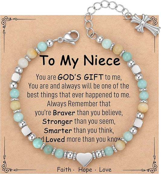 TONY & SANDY Christian Gifts for Women, Religious Cross Bracelet Jewelry, Easter Basket Stuffers for Teens Kids Adults, Faith Confirmation Baptism Christmas Birthday Gifts for Women