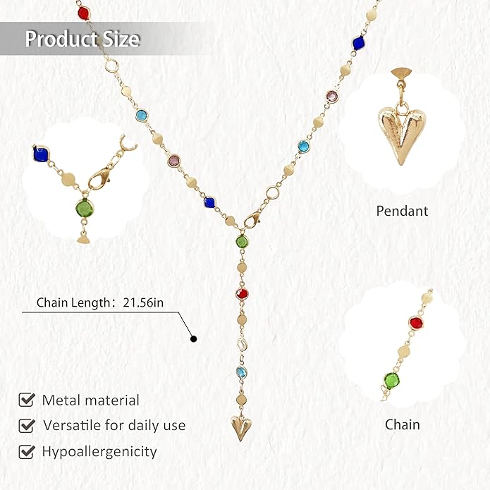 Irregular Y2k Long Y-shaped Necklace with Zircon Inlaid Sparkling Brick Tassel Pendant Double-Layer Chain High-end Fashion Accessory Women's