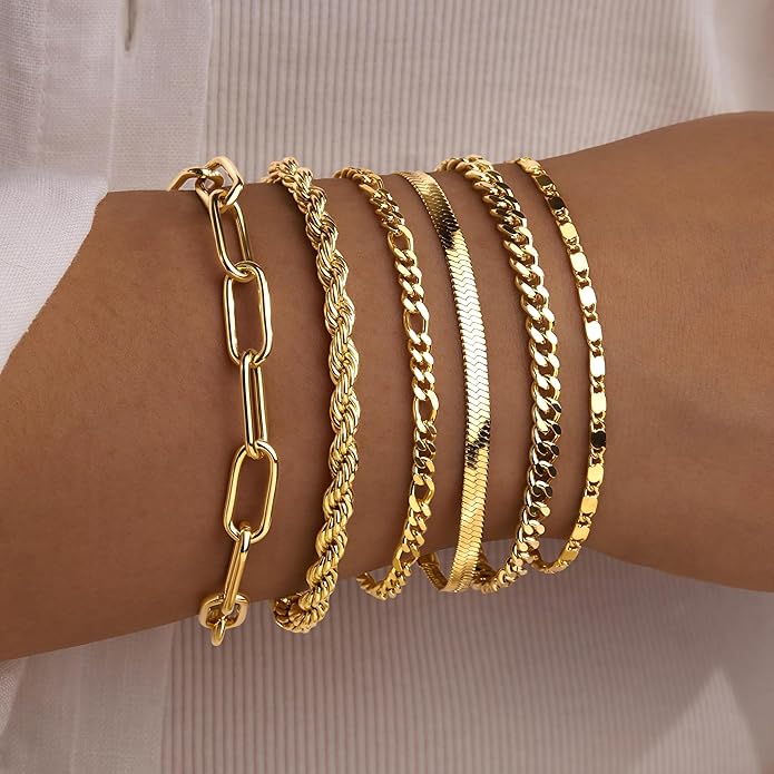 Silver Bracelets for Women Stack, Silver or Gold Plated Cuff Bangle Set, Trendy Silver Jewelry for Women Fashion