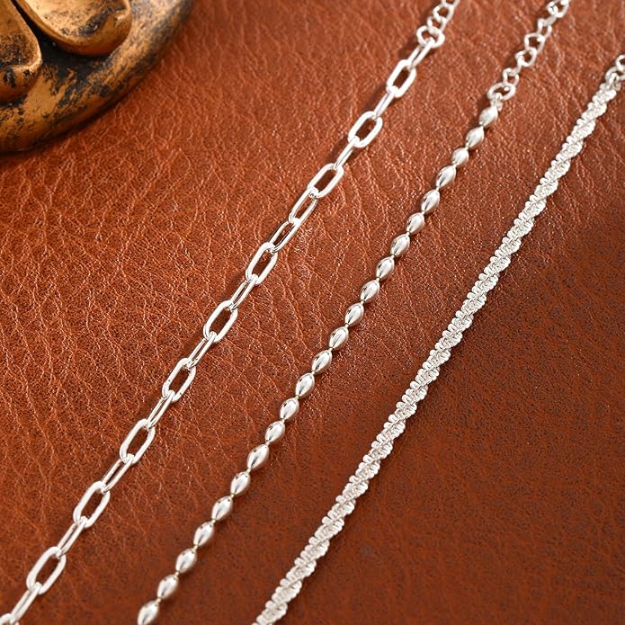 Gold Ankle Bracelets for women,14k Gold/Silver Plated Waterproof Layered lightweight Cuban Link Figaro Chain Heart anklet butterfly anklet Pearl Ankle Bracelets Set Gold Anklets for women Trendy Jewelry Gift for Women