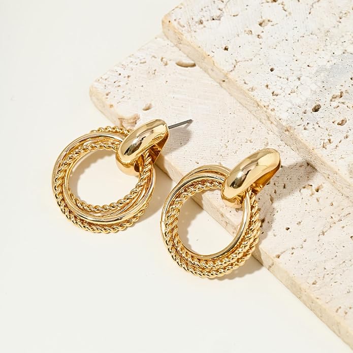 SEADAY Hoop/Stud Earrings Set for Women,Hypoallergenic Lightweight Non-Tarnish Everyday Earrings,Dainty Gold/Rhodium Plated Jewelry,Fashion Accessories,Christmas/Birthday Gift for Women Men