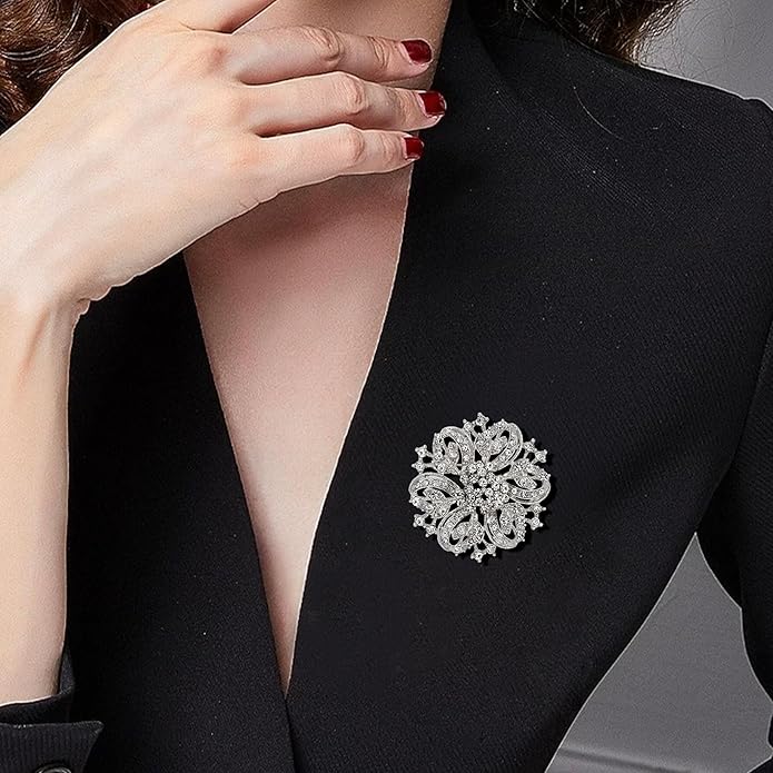 HAISWET Wedding Party Sprial Flower Crystal Rhinestone Brooch Pin for Women Jewelry