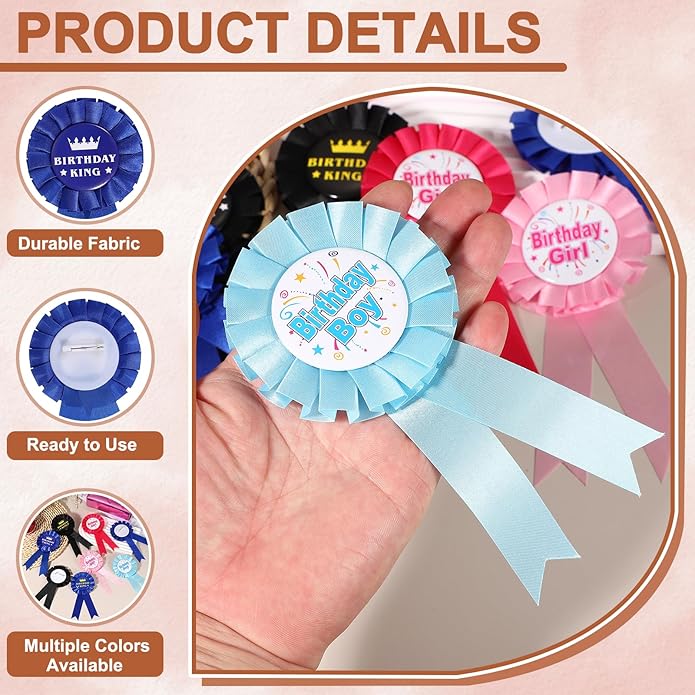 uxcell Blank Award Ribbon Prize, Party Badge Brooch Badge Brooch Pin for Women Men Colorful Satin Corsage Fabric Birthday Award Ribbon Party Tinplate Decorations