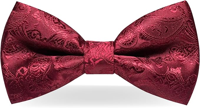 JEMYGINS Paisley Pre-tied Bow Tie and Pocket Square Cufflinks Lapel Pin Sets for Men 4PCS