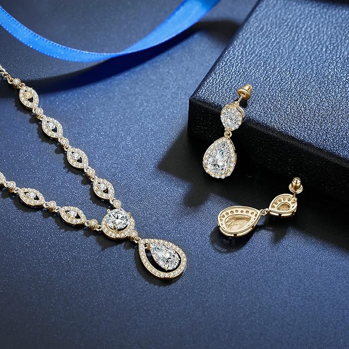 GULICX AAA Cubic Zirconia CZ Silver Plated Base Women's Party Jewelry Set Earrings Pendant Necklace