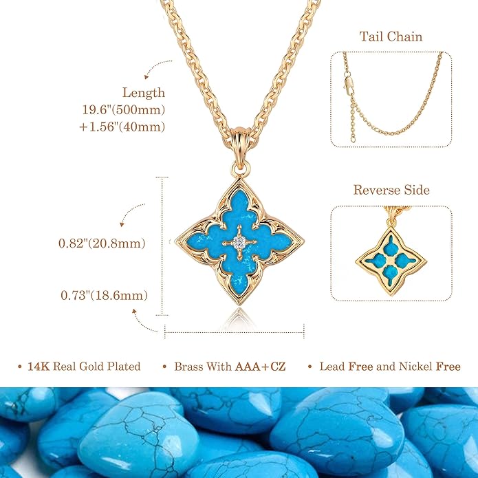 Fettero Gold Clover Necklace for Women Dainty 14K Gold Plated CZ Pendant Necklace Adjustable Chain Choker Charm Colorful Clover Pendant Lucky Necklaces for Women Jewelry