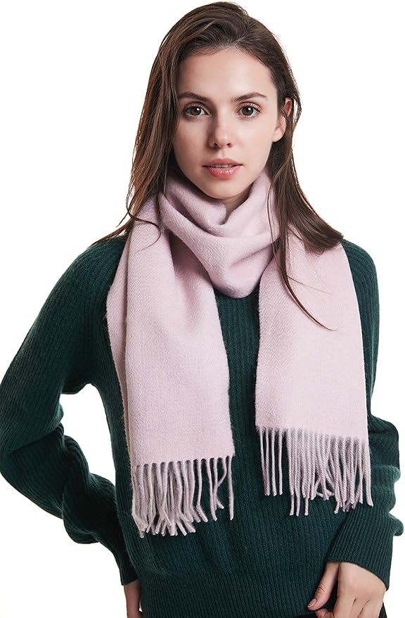 EURKEA 100% Cashmere 2025 Winter Scarf for Women Fringed Edges Warm & Soft Lightweight Solid/Plaid/Two-Tone Free Size
