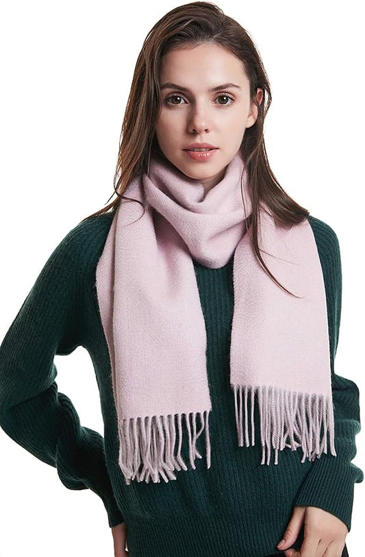 EURKEA 100% Cashmere 2025 Winter Scarf for Women Fringed Edges Warm & Soft Lightweight Solid/Plaid/Two-Tone Free Size
