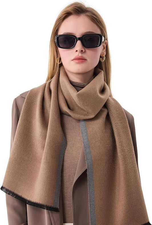 ZHE JIN Luxurious Silk Scarf for Women, Warm Soft Scarves Winter Gift for Her, 100% Brushed Mulberry Silk, Gentleman, 71"x12"