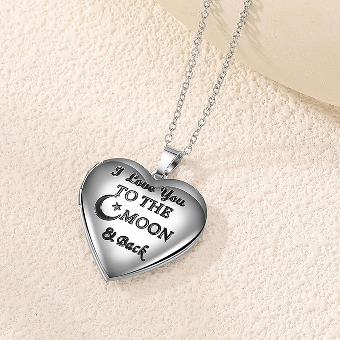PHOCKSIN Personalized Locket Necklace for Women Photo Necklace with Customized Picture Birth Flower Birthstone New Years Gifts for Women