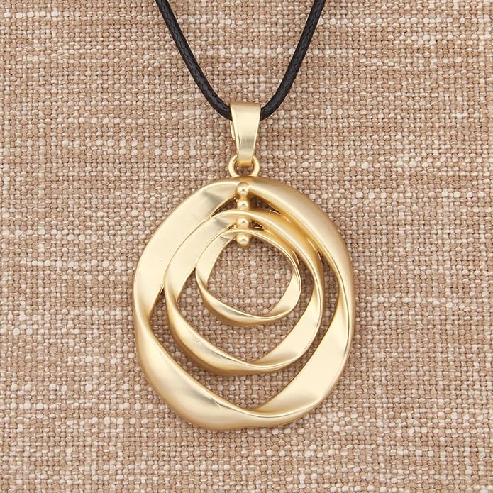Long Boho Necklaces for Women Vintage Leather Wooden Pendant Y Choker Ethnic Style Gold Circle Hippie Sweater Necklace