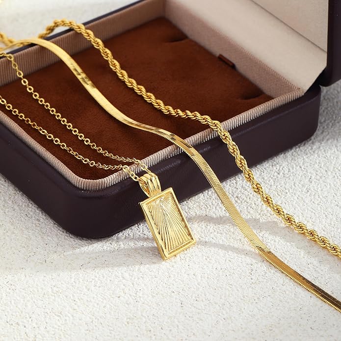 BBV Layered Gold Necklaces for Women Stackable Dainty 14K Gold Plated Silver Chain Necklace Layering Cute Fashion Pendant Choker Necklaces Trendy Jewelry Set Gifts for Women