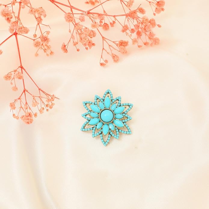 Turquoise West Cowboy Oval Tear Drop Brooch Pin for Women Retro Brooches Pins Classic Fashion Jewelry Accessories Gift