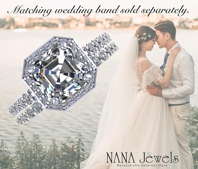 NANA Jewels Sterling Silver Engagement Rings for Women - Choose Simulated Morganite, Citrine, Aquamarine & More