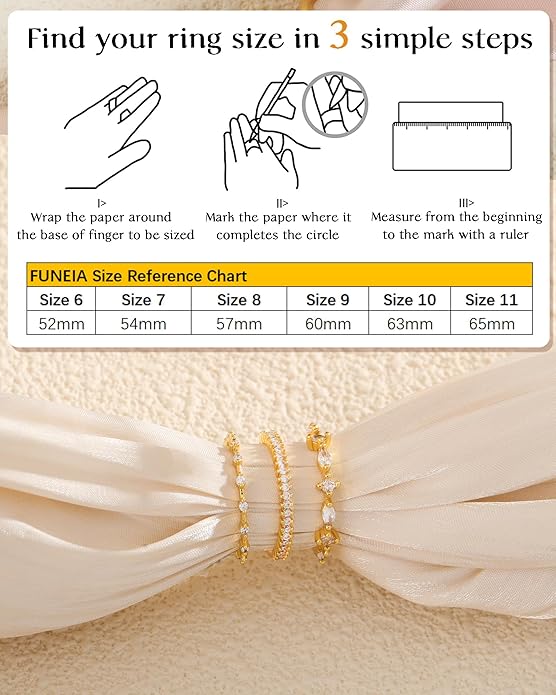 FUNEIA Stackable Silver Gold Rings for Women Non Tarnish 14K Gold Plated Thumb Cubic Zirconia Rings for Women Dainty Pinky Promise Wedding Ring Set Women's Engagement Eternity Band Rings Gold Jewelry