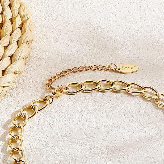 Bocar Layered Collar Necklace Statement Circle 2 Strand Chain Jewelry Necklaces Trendy for Women Gift