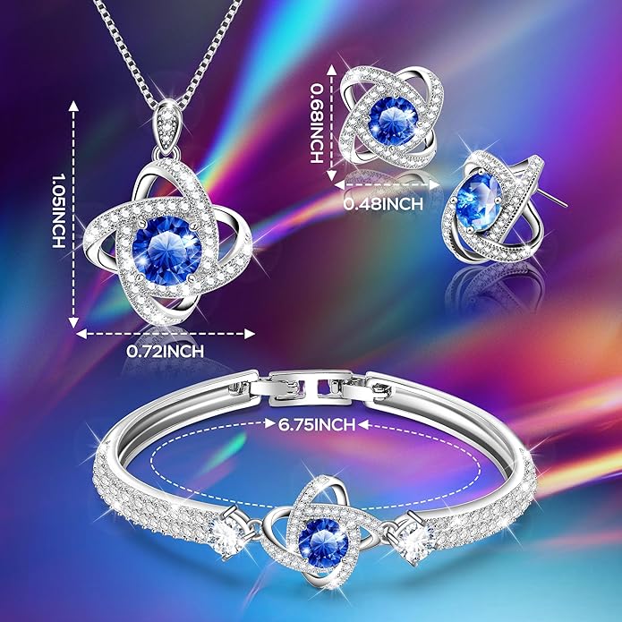 Celestiluck Crystal Jewelry Sets For Women 18K White Gold Plated Bracelet Necklace and Earrings Sets for Wife Girlfriend or Mothers Idea Gift for Special Women in Life