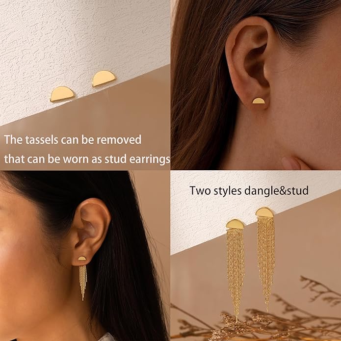 Gold Earrings for Women, 14K Gold Plated Tassel Dangle Earrings for Women Trendy Hypoallergenic Long Chain Earring Dainty Pearl Drop Earrings Elegant Wedding Earring Fashion Jewelry for Womens