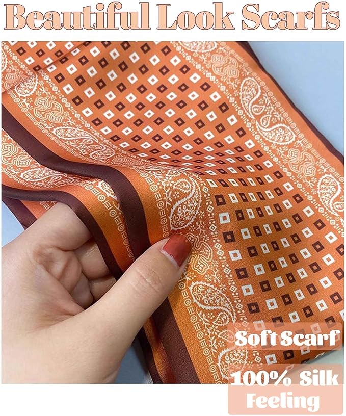 kcctoo 59" Mulberry Silk Like Head Scarf Women's Fashion Square Neck Satin Scarfs for Bag Hair Scarves Gift 59 * 5.9”