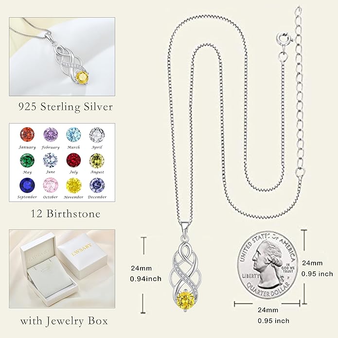 Infinity Irish Celtic Knot Jewelry Set for Women Citrine Necklace & Earrings & Bracelet November Birthstone Jewelry Gifts