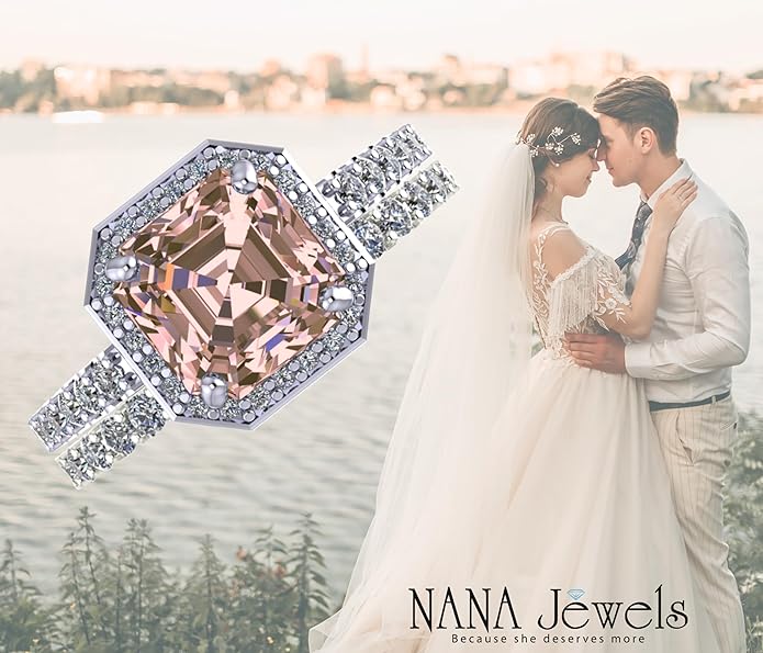 NANA Jewels Sterling Silver Engagement Rings for Women - Choose Simulated Morganite, Citrine, Aquamarine & More
