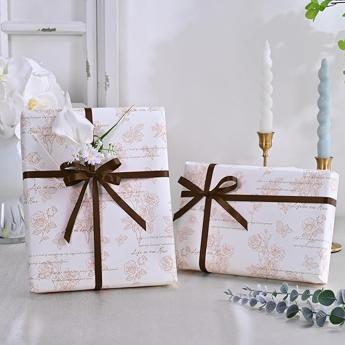 LEEQE Double Face Brown Satin Ribbon 3/8 inch X50 Yards Polyester Brown Ribbon for Gift Wrapping Very Suitable for Weddings Party Invitation Decorations and More