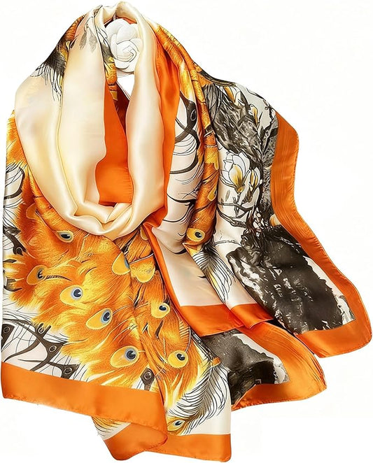Clysoru Silk Scarf For Women Hair Scarves Lightweight Satin Elegant Shawl Wraps Bufanda Mujer Fashion Accessories 70.8"X35.4"