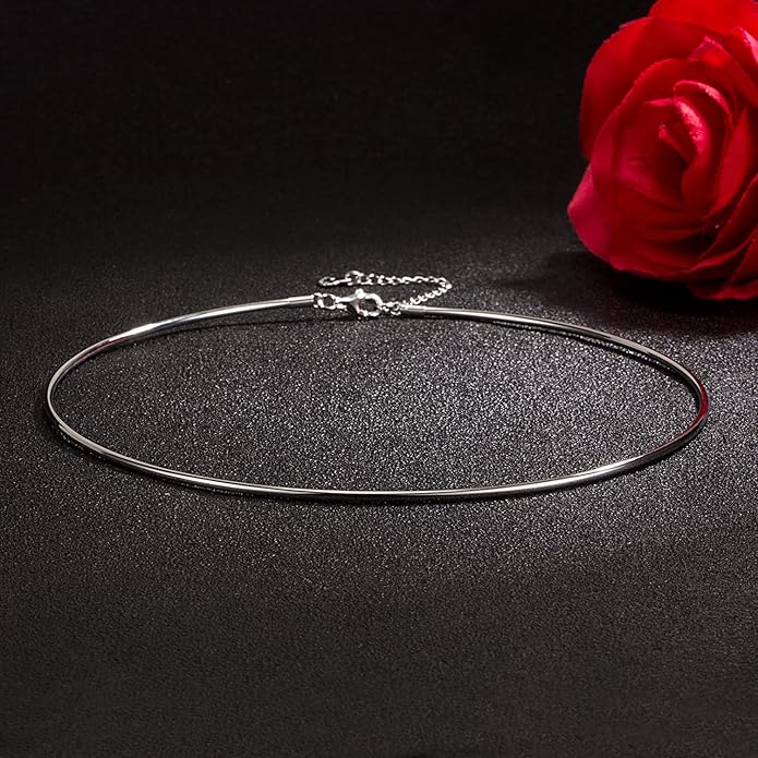 Women 925 Sterling Silver 2MM Solid Dome Collar Necklace Simple Fashion Golden 16 "18" 20 "+1.9 "Adjustable Length Choker Fine Jewelry Gifts
