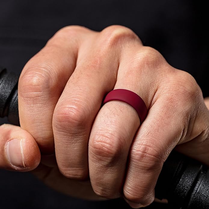 ThunderFit Silicone Rings for Him and Her, Rubber Wedding Engagement Bands Unisex, 1.8mm Thick in 4mm & 8mm Widths