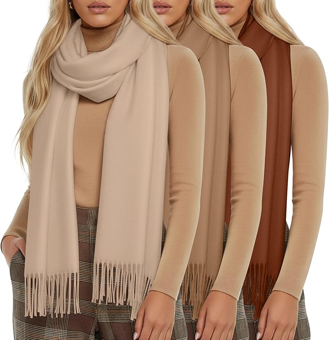 Oakgarden 3 Pack Winter Scarf for Women Pashmina Scarves Shawl Wraps Bridesmaid Gifts for Evening Dresses