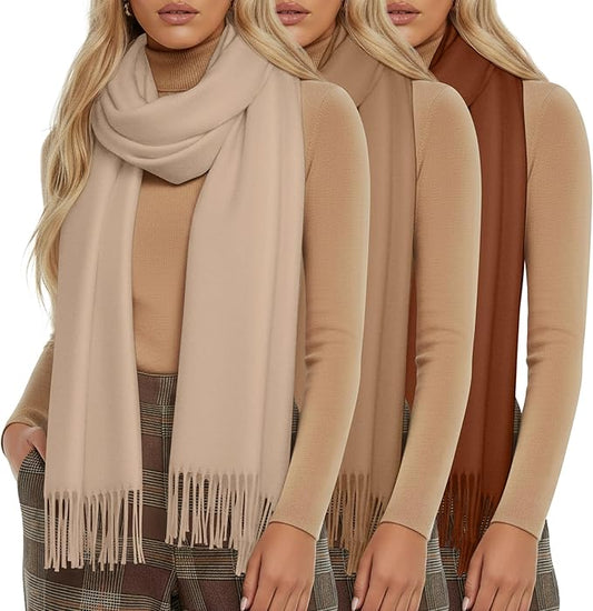 Oakgarden 3 Pack Winter Scarf for Women Pashmina Scarves Shawl Wraps Bridesmaid Gifts for Evening Dresses