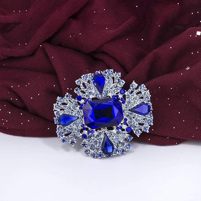 YOQUCOL Vintage Austrian Crystal Rhinestone Flowers Shaped Brooch Pin for Women Girls Lapel Pin for Sweater,Coat Dress Accessories