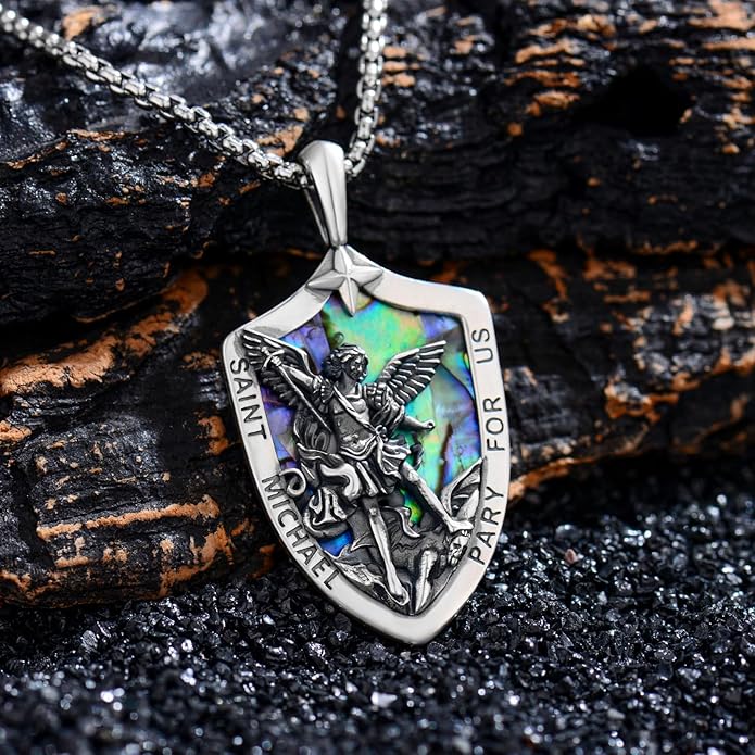 Taioiat Saint Necklace 925 Sterling Silver St Necklace Amulet Pendant Jewelry Religious Gift for Men Women