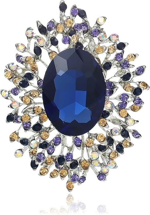 YOQUCOL Elegant Colorful Cubic Zirconia Crystal Bright Rhinestone Brooch Pins for Women Grils