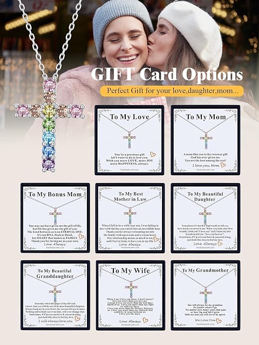 U7 Cross Necklace for Women,Silver/14K Gold Large or Small Cross Necklaces with CZ Diamond,Faith Birthday/Christmas Gift for Her Women Mother Daughter Grandmother