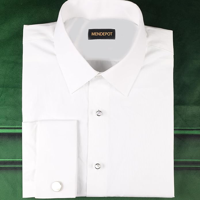 MENDEPOT Men Formal Wear Dress Shirt Cufflinks And Studs Set With Box Wedding Groom Groomsmen Gift