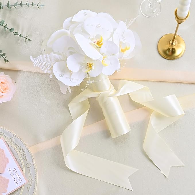LEEQE Double Face Ivory Satin Ribbon 2 inch X 25 Yards Polyester Ivory Ribbon for Gift Wrapping Very Suitable for Weddings Party Hair Bow Invitation Decorations and More