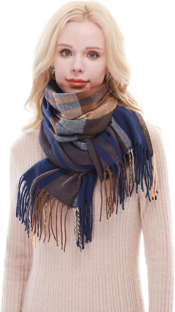 RIIQIICHY Plaid Scarf for Women Fall Winter Pashmina Scarves Wraps for Cold Weather Warm Large