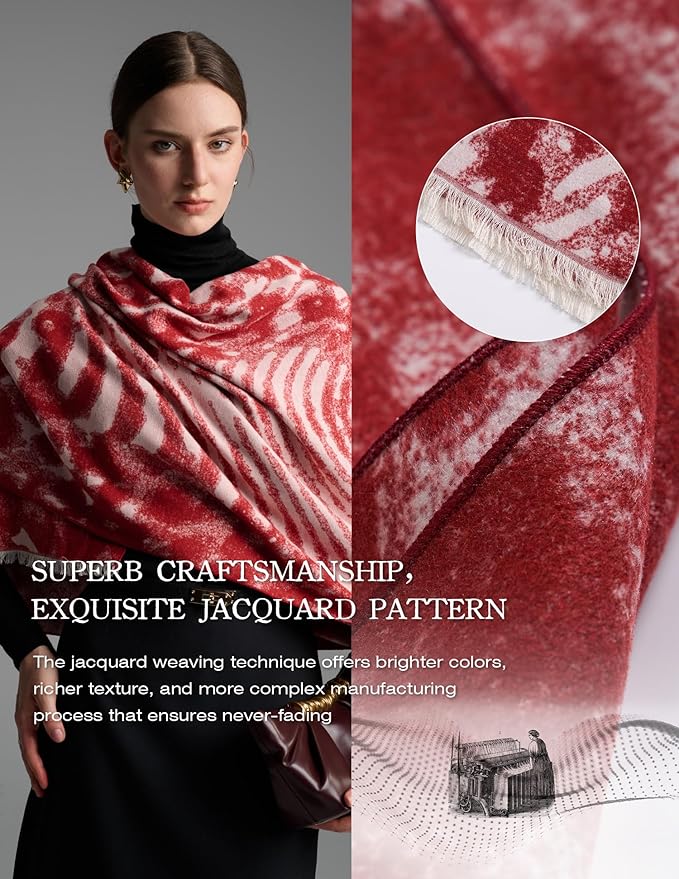 ZHE JIN Luxurious Silk Scarf Shawl Wraps for Women, Warm Scarves Winter Gift, 100% Brushed Mulberry Silk