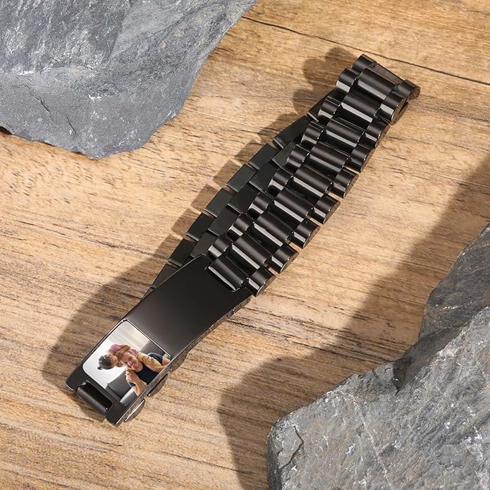 VNOX Masculine Watch Band Stainless Steel Link Bracelet Personalized Jewelry Gift for Men DAD Father Husband Boyfriend
