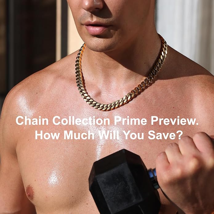 KRKC&CO Cuban Link Chain for Men 8/10/12/14mm, Brithday Gift for Men, 18k Gold Miami Necklace, Durable, Anti-Allergies Hip Hop Jewelry for Mens