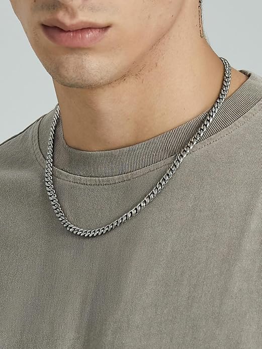 ChainsHouse Miami Cuban Link Chain Necklace for Men, 4.8mm/6mm/10mm/14mm Width, 14K Gold Plated/Stainless Steel/Black Mens Chunky Hip Hop Necklace Curb Chains, 14"-30" Length, Come Gift Box
