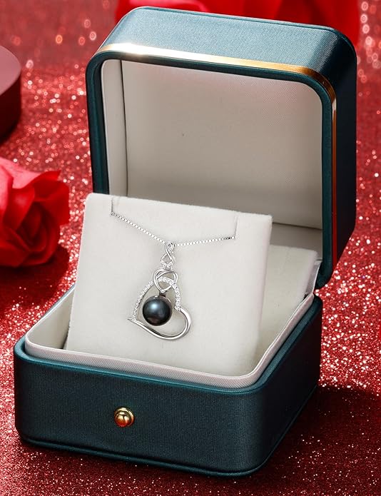 Gifts for Women Wife-Tahitian Black Pearl-Necklace-Gift for Wife Wedding Birthday Anniversary Jewelry-Mom Girlfriend Her Mothers Day Gifts for Mom Women Valentines Day Christmas Day Gifts
