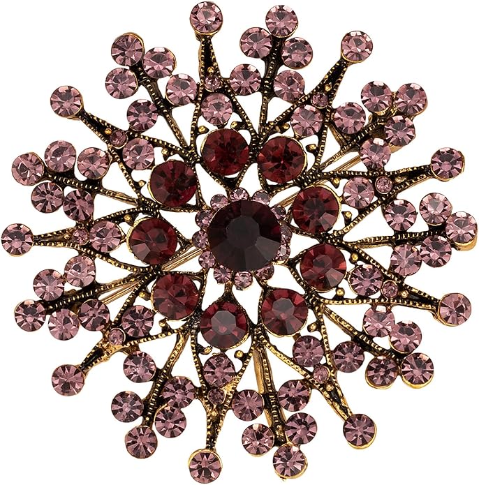 HAISWET Snowflake Flower Brooch Crystal Rhinestone Brooch Pin for Women
